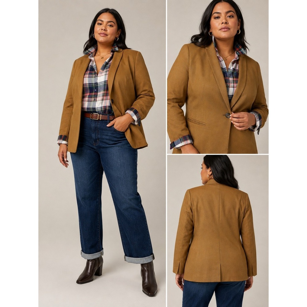 J.Crew Parke Blazer Women 14 Camel Brown Wool Flannel J5627 FA18 Preppy Collar